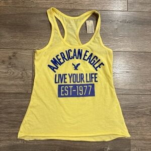 American Eagle Outfitters Yellow Graphic Tank Top